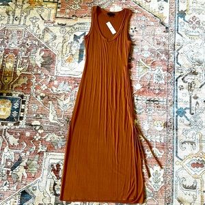 JCrew midi ruched ribbed tank dress